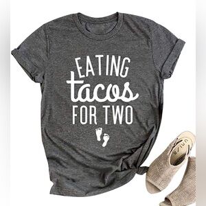 MYHALF Funny Eating Tacos for Two Maternity Pregnancy Announcement T-Shirt